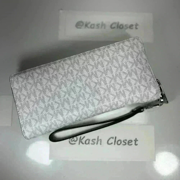 Michael Kors Travel Continental Large Wallet MK Signature Bright White - Picture 2 of 8